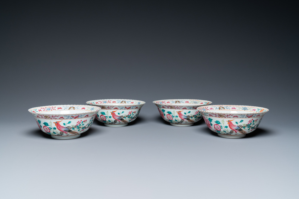 Four Chinese famille rose bowls for the Straits or Peranakan market, 19th C.