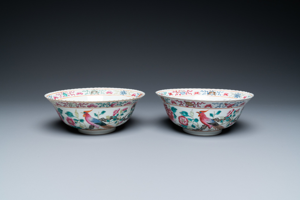 A pair of Chinese famille rose bowls for the Straits or Peranakan market, 19th C.
