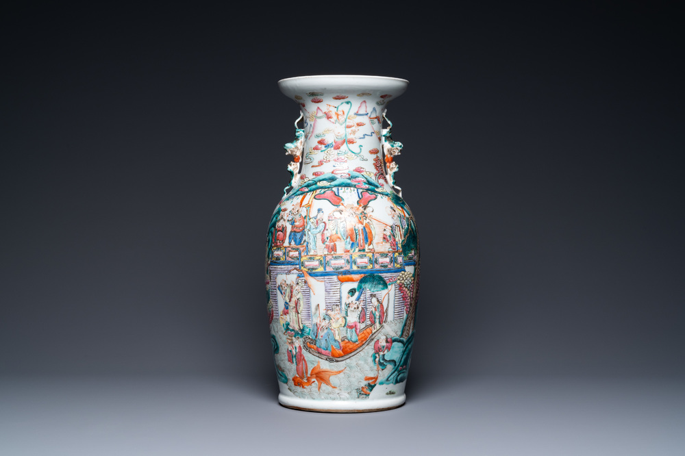 A Chinese famille rose 'immortals' vase, 19th C.