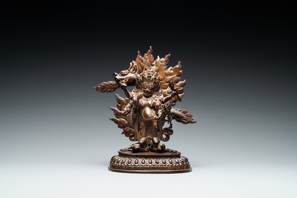 A Sino-Tibetan bronze figure of Mahakala, 17/18th C.