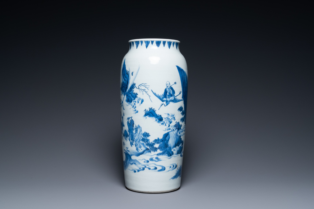 Een Chinese blauw-witte vaas met onsterfelijken in een landschap, Transitie periode