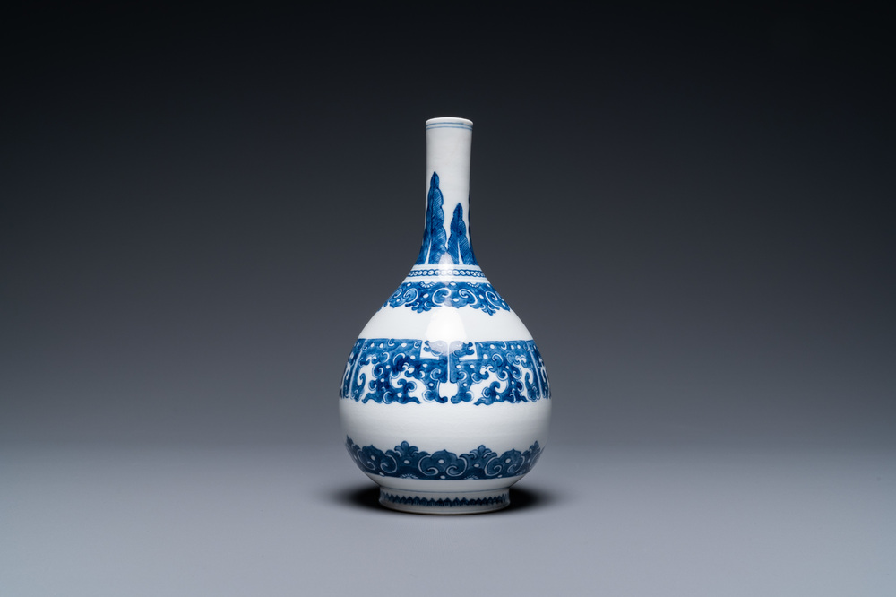 A Chinese blue and white bottle vase, Kangxi