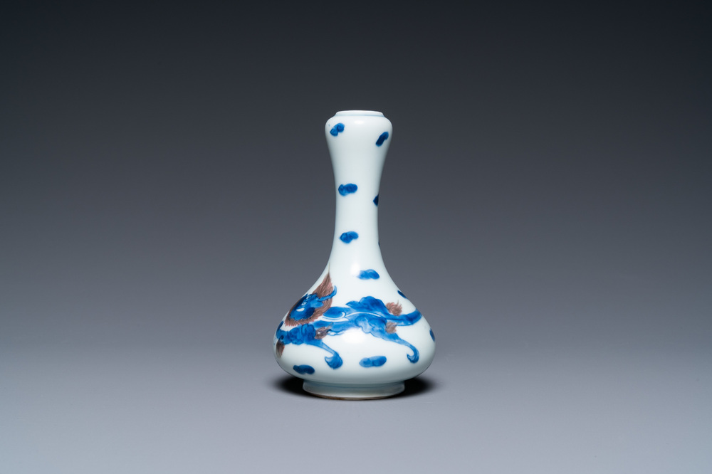 A Chinese blue, white and copper-red 'dragon' vase, Kangxi