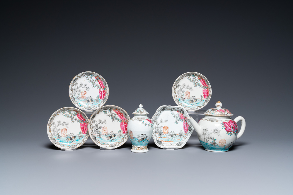 A Chinese famille rose part tea service, Qianlong
