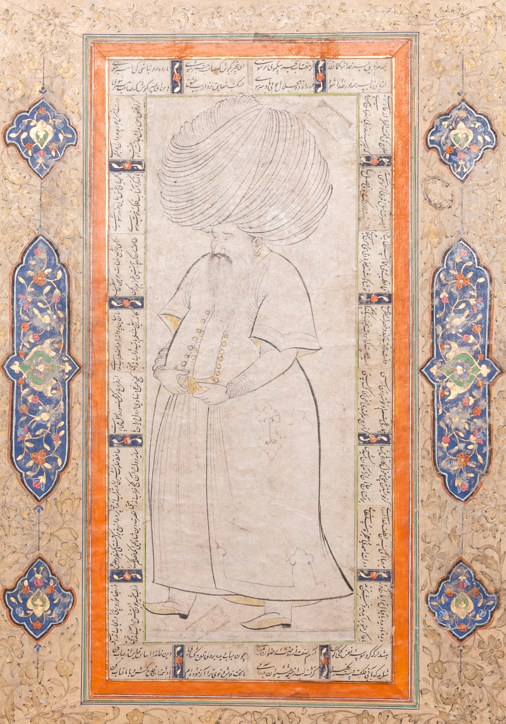 An Ottoman miniature: 'Pasha with turban', ink and gouache on paper, 18th C.