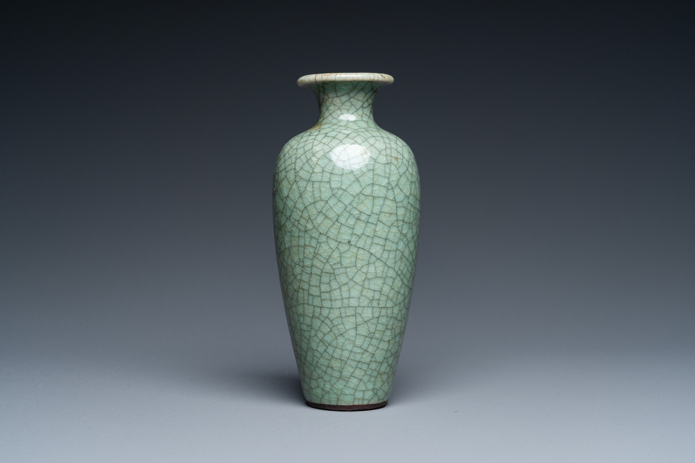 A Chinese crackle-glazed celadon vase, Qianlong