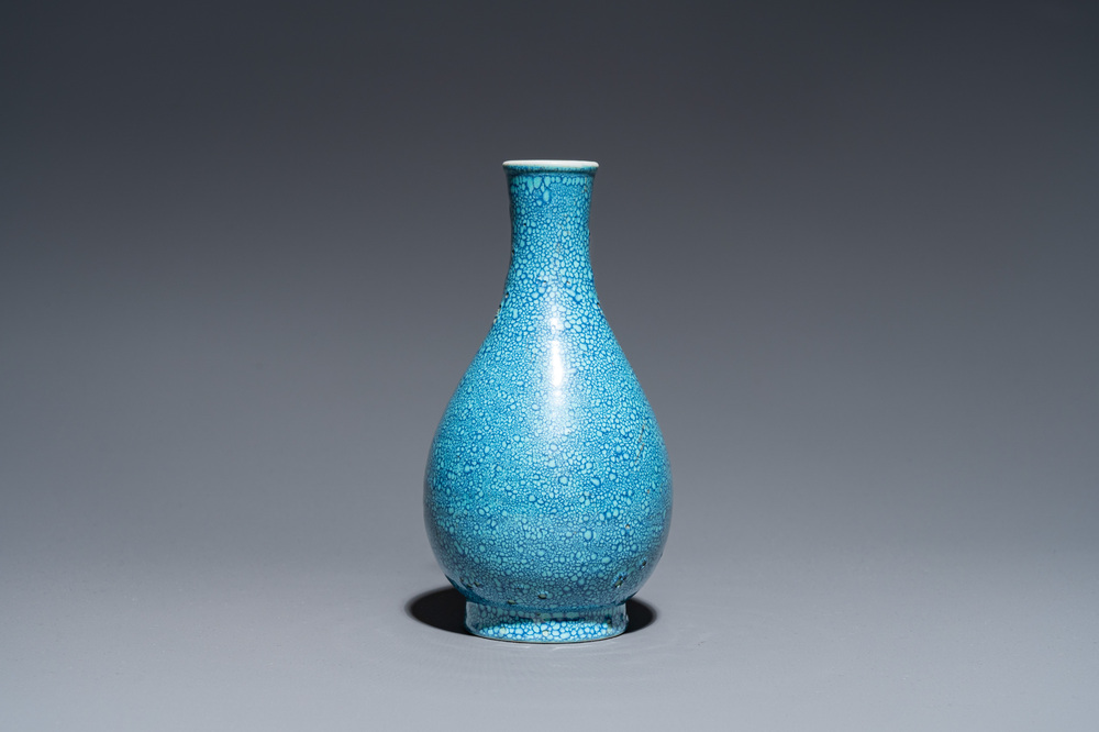A Chinese robin's egg-glazed bottle vase, probably Qianlong
