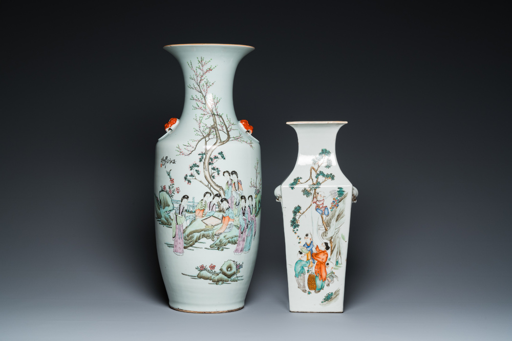 Two Chinese famille rose vases, one signed Huang Zizhen 黃子珍 and dated 1924