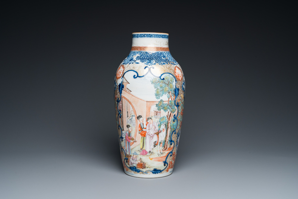 A fine Chinese famille rose 'mandarin' vase, Qianlong