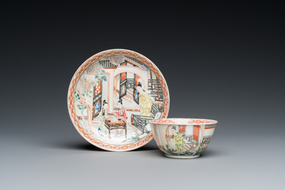 A fine Chinese famille rose cup and saucer, Yongzheng