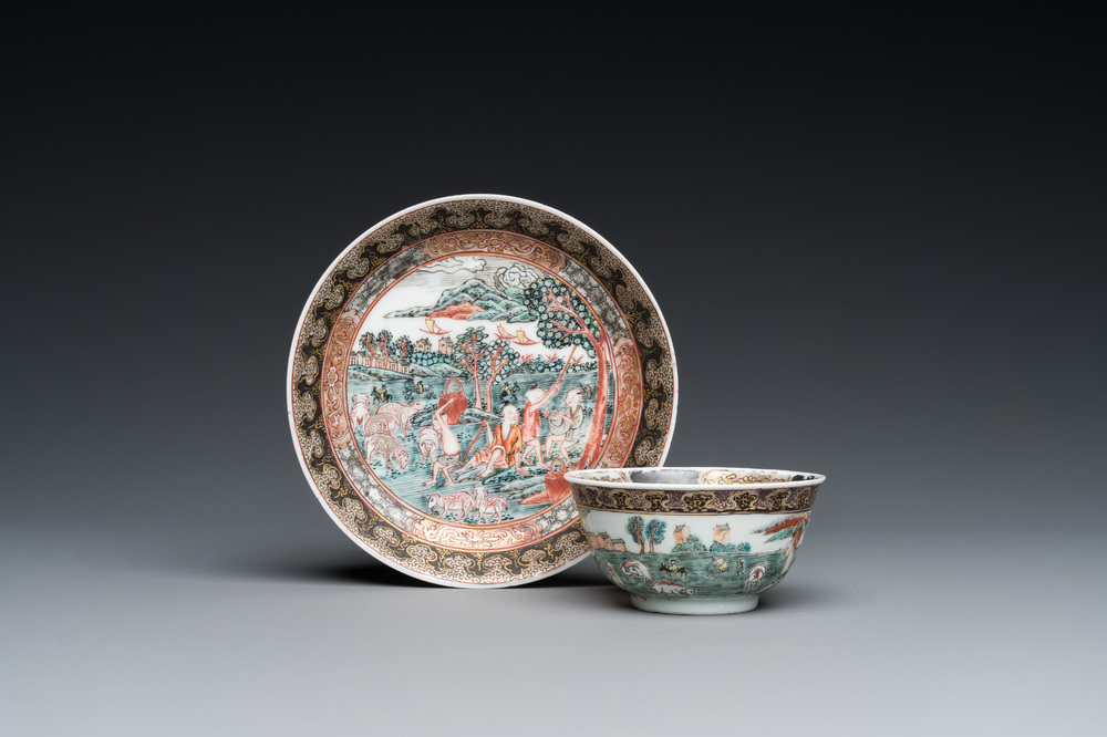 A fine Chinese famille rose cup and saucer, Yongzheng
