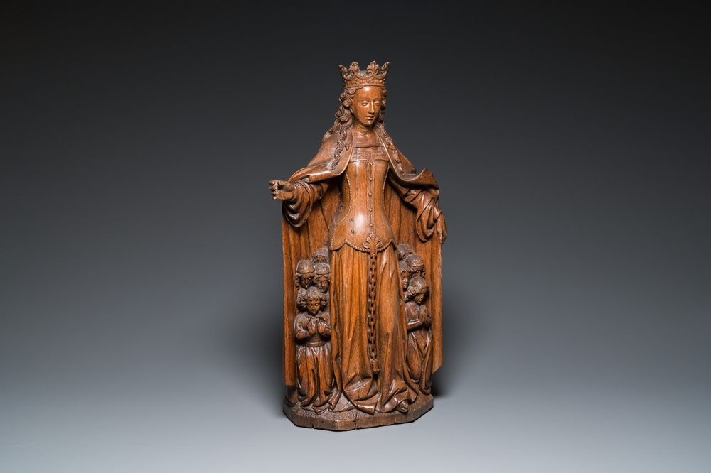 Grande Sainte-Ursule et huit vierges en ch&ecirc;ne sculpt&eacute;, Flandres, probablement Malines, 16&egrave;me