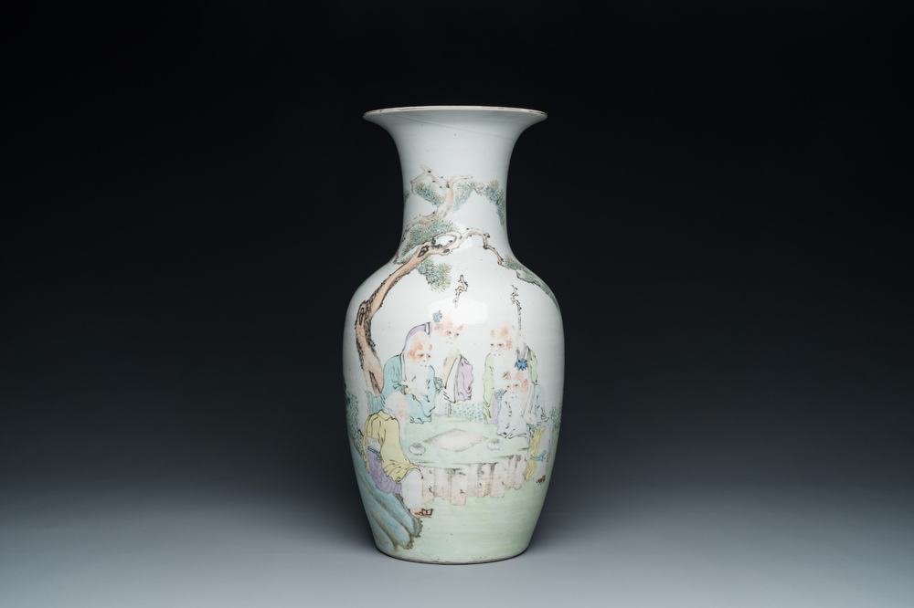 A Chinese qianjiang cai 'scholars' vase, dated 1895