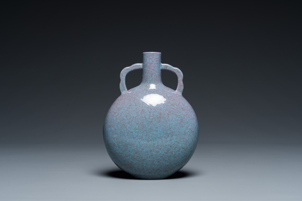 A Chinese 'bianhu' robin's egg-glazed vase, Qianlong mark, Republic