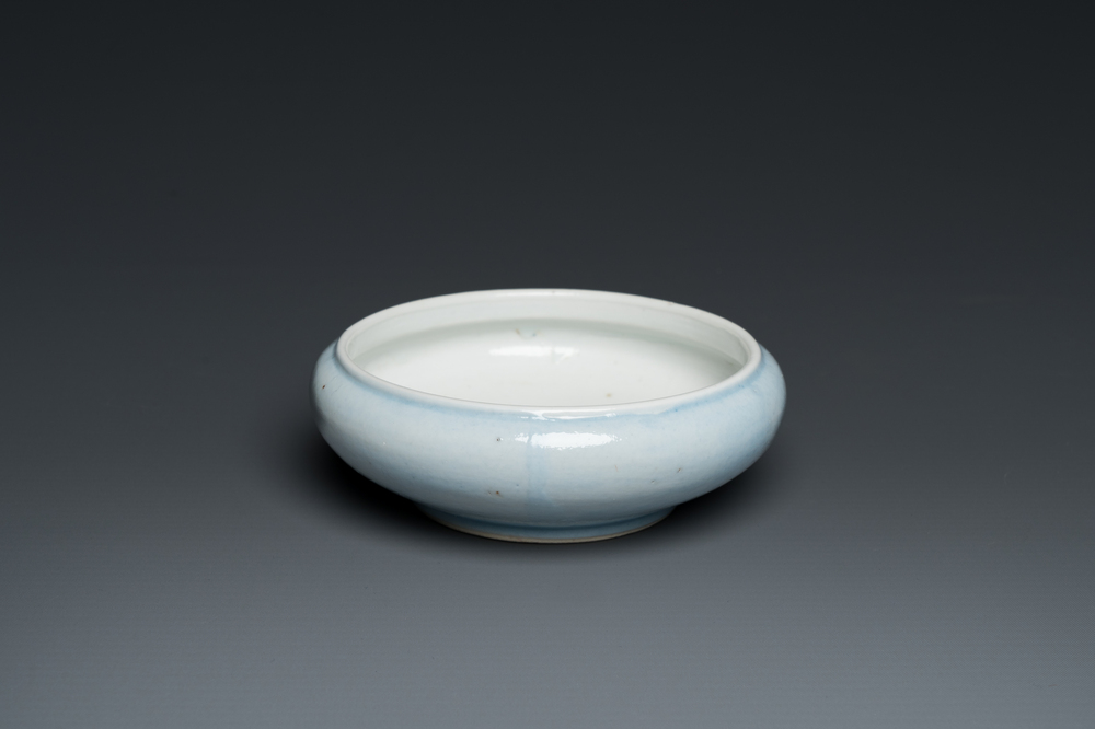 A Chinese monochrome lavender-blue brush washer, Kangxi mark, 19th C.