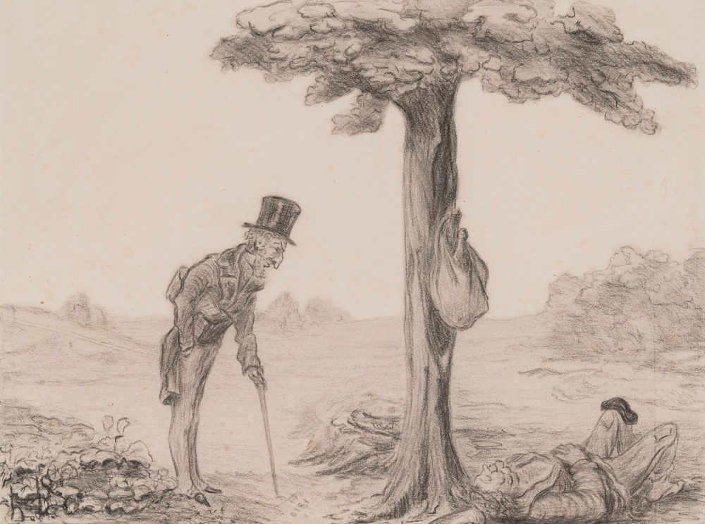 D'apr&egrave;s Honor&eacute; Daumier (1808-1879): 'Le vagabond', crayon sur papier