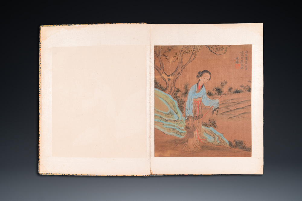 Suiveur de Fei Danxu 費丹旭 (1801-1850): Album contenant huit peintures sur soie, dat&eacute; 1866