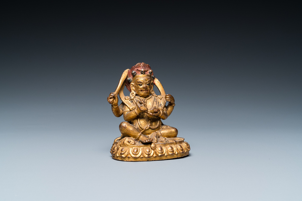 Mahakala en bronze dor&eacute;, Sino-Tibet, 19&egrave;me