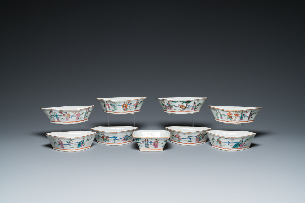 Service &agrave; mendiants en porcelaine de Chine famille rose, 19&egrave;me