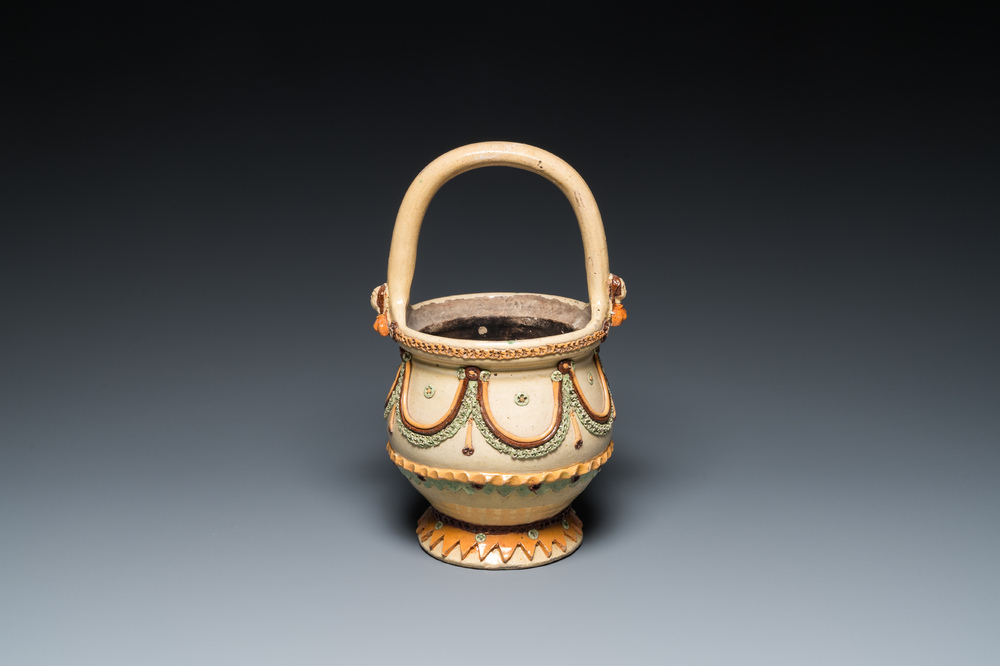 A Flemish pottery basket, Torhout, 19th C.