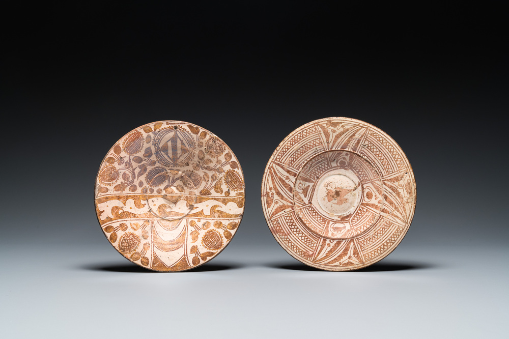 Two Hispano-Moresque lustre-glazed dishes with ornamental design, Spain, 15/16th C.