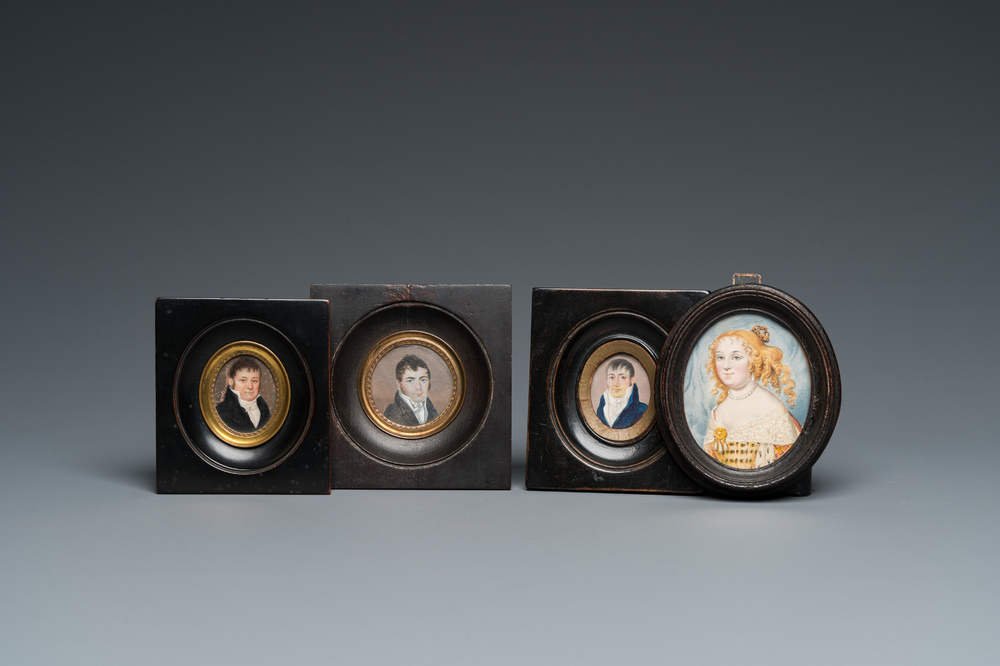 Quatre portraits miniatures, Angleterre et/ou France, 18/19&egrave;me