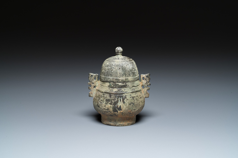 A Chinese bronze 'you' ritual wine ewer, Zhou, ca. 11th-9th C. b.C.