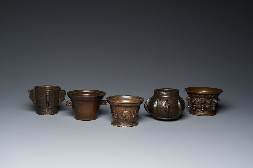 Five bronze mortars, France, Spain and Ottoman Turkey, 16/17th C.