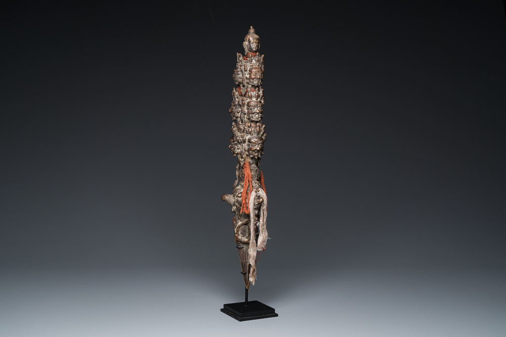 A large bronze phurba, Tibet, 19th C.