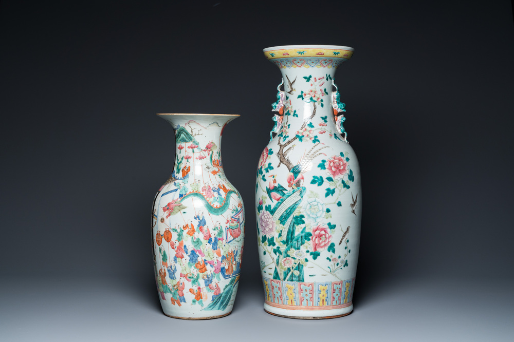 Two Chinese famille rose vases, 19th C.