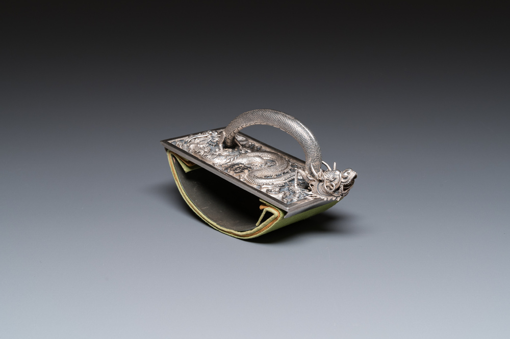 A Chinese or Vietnamese silver blotter, 19th C.