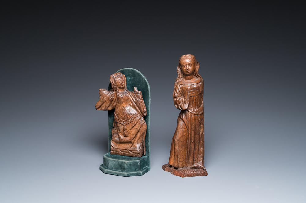Deux sculptures de Sainte C&eacute;cile de Rome et de Marie Madeleine, Allemagne et Flandre, 16&egrave;me