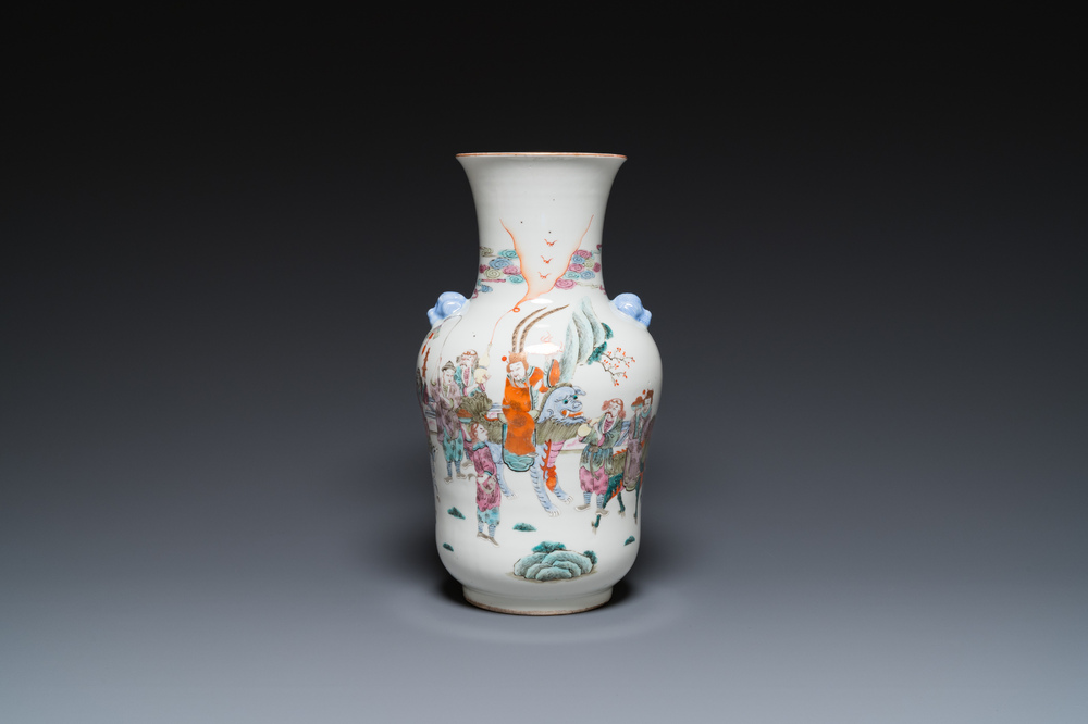 A Chinese famille rose 'narrative subject' vase, Tongzhi mark, 19/20th C.