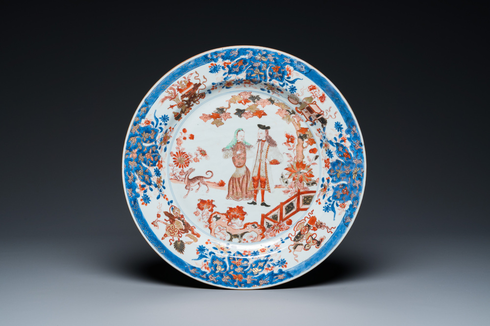 A Chinese verte-Imari 'Governor Duff' dish, Yongzheng