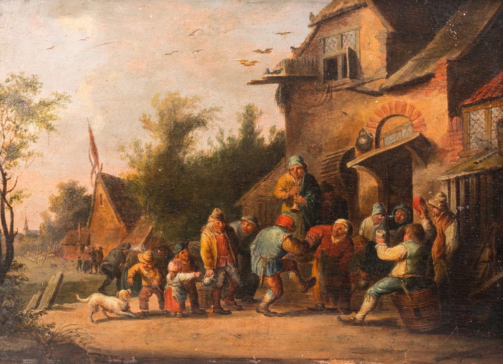 Entourage d'Adriaen van Ostade (1610-1685): 'Une kermesse', huile sur panneau