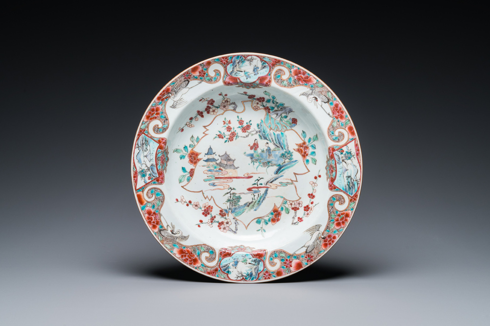 A deep Chinese famille rose dish, Yongzheng