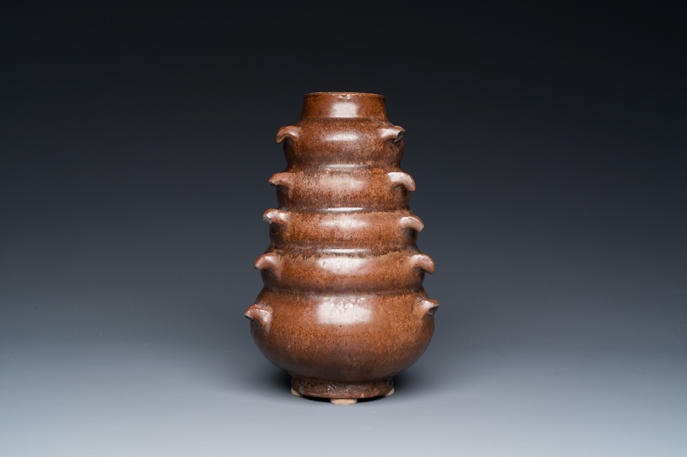 A Chinese monochrome brown-glazed vase, Song
