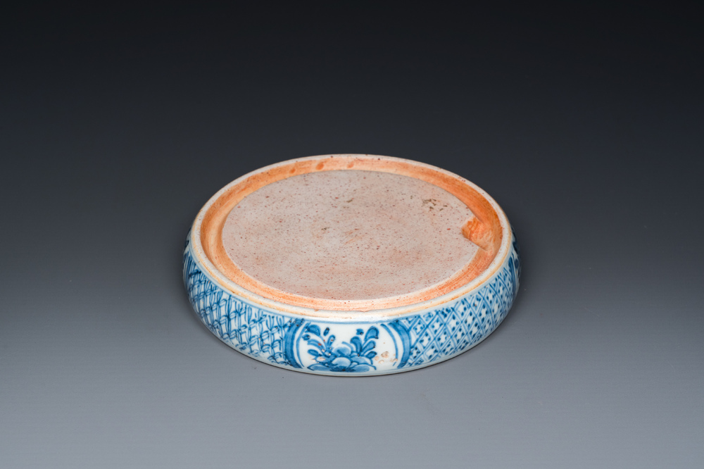 A Chinese blue and white ink stone, Kangxi