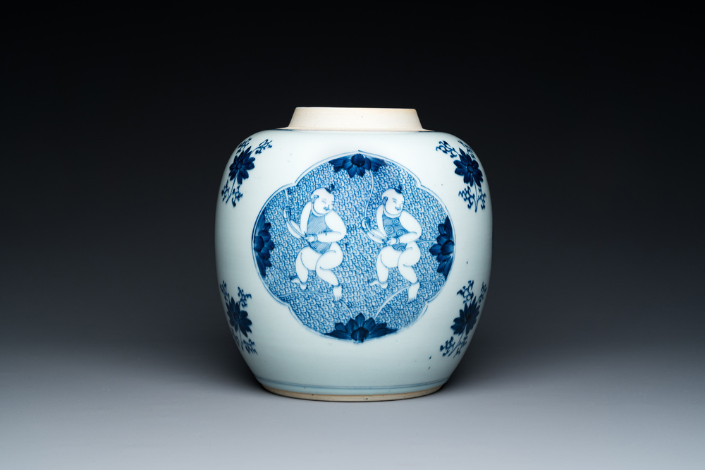 A Chinese blue and white 'Hehe Erxian' jar, Kangxi