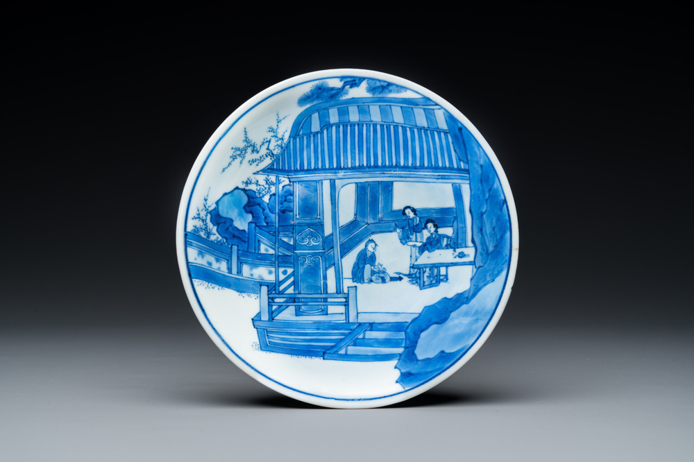 Coupe en porcelaine de Chine en bleu et blanc, marque et &eacute;poque de Kangxi