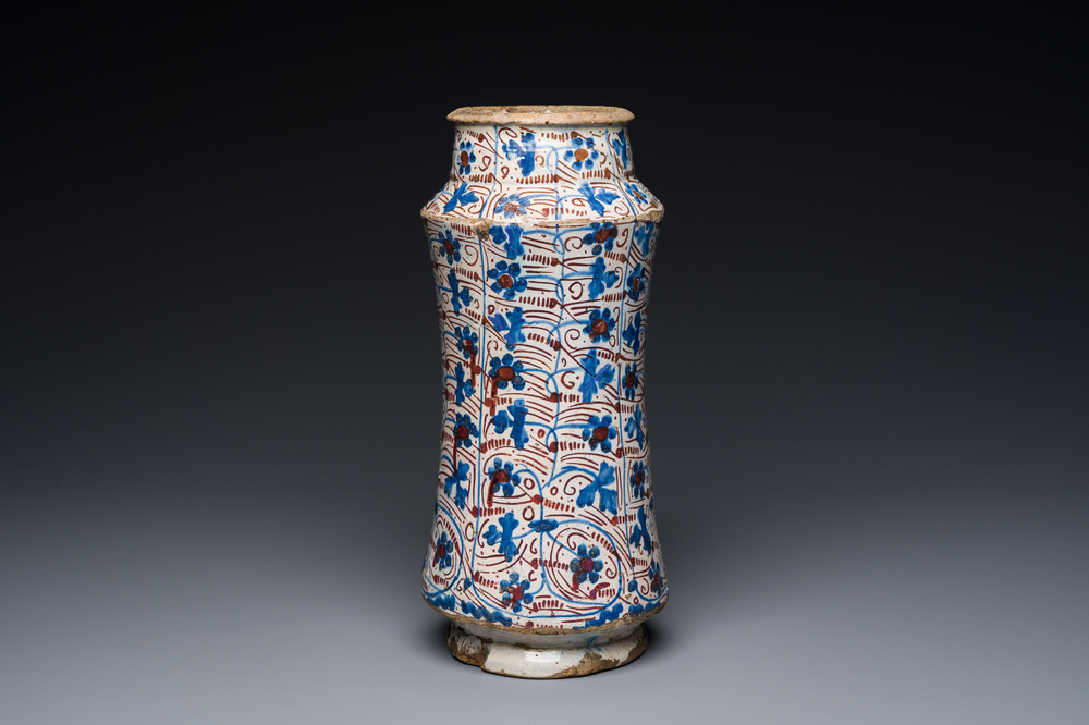 A Hispano-Moresque luster-glazed albarello, Manises, Spain, 3rd quarter 15th C.