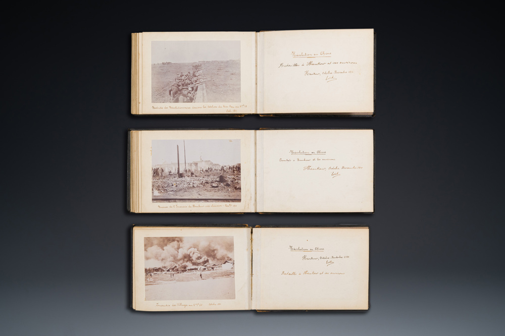 Three albums with 66 photos about the Xinhai Revolution in Hankou, Wuchang and Hanyang in China, 1911