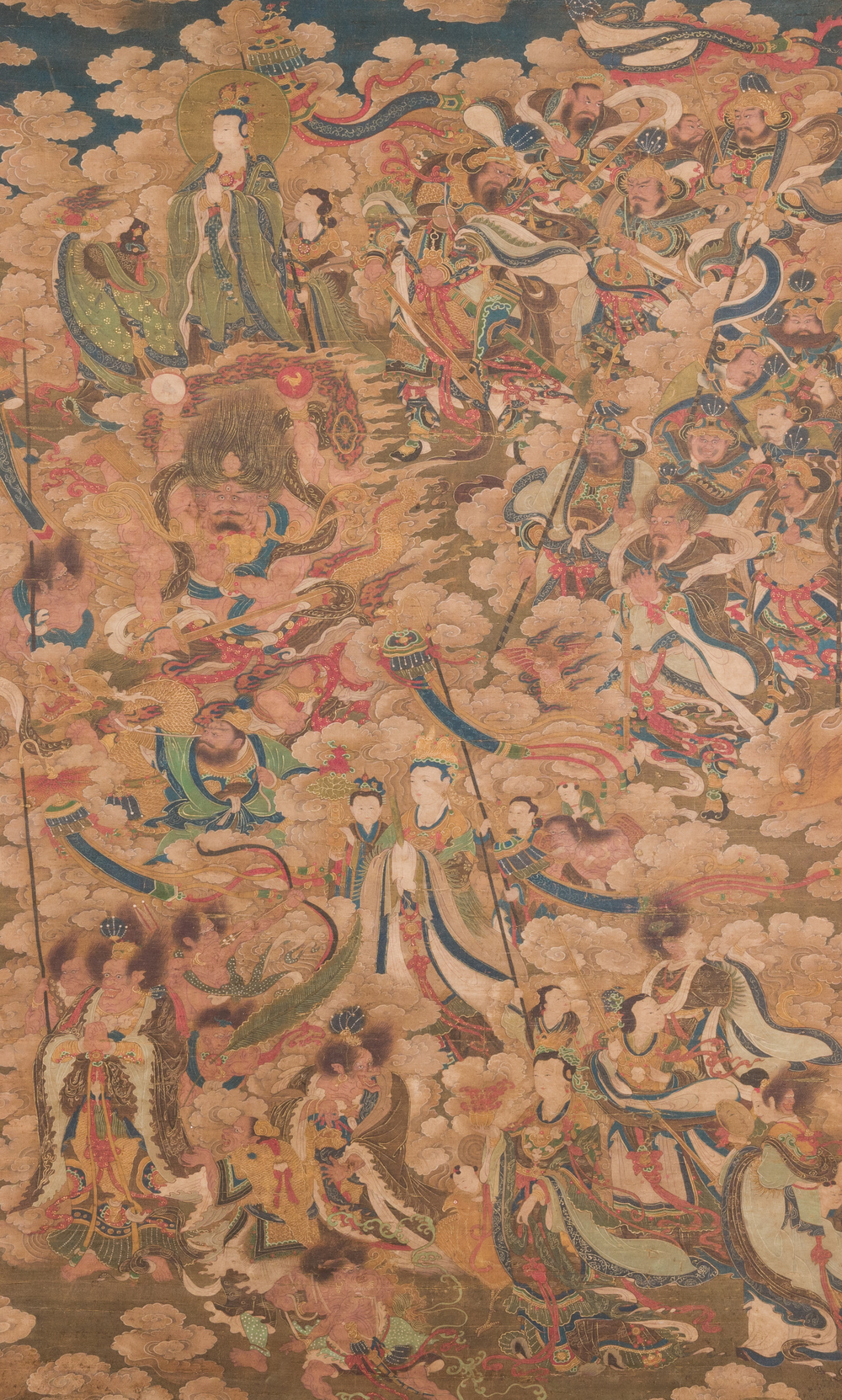 Ecole chinoise: 'Ciel plein de divinit&eacute;s bouddhistes', encre et couleurs sur soie, 18&egrave;me