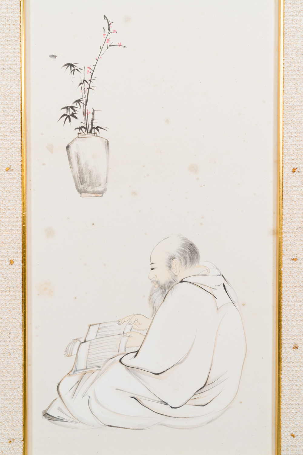 Ecole chinoise, sign&eacute; Zhang Daqian 張大千 (1898-1983): 'Un sage et calligraphie', encre et couleurs sur papier, dat&eacute; 1957