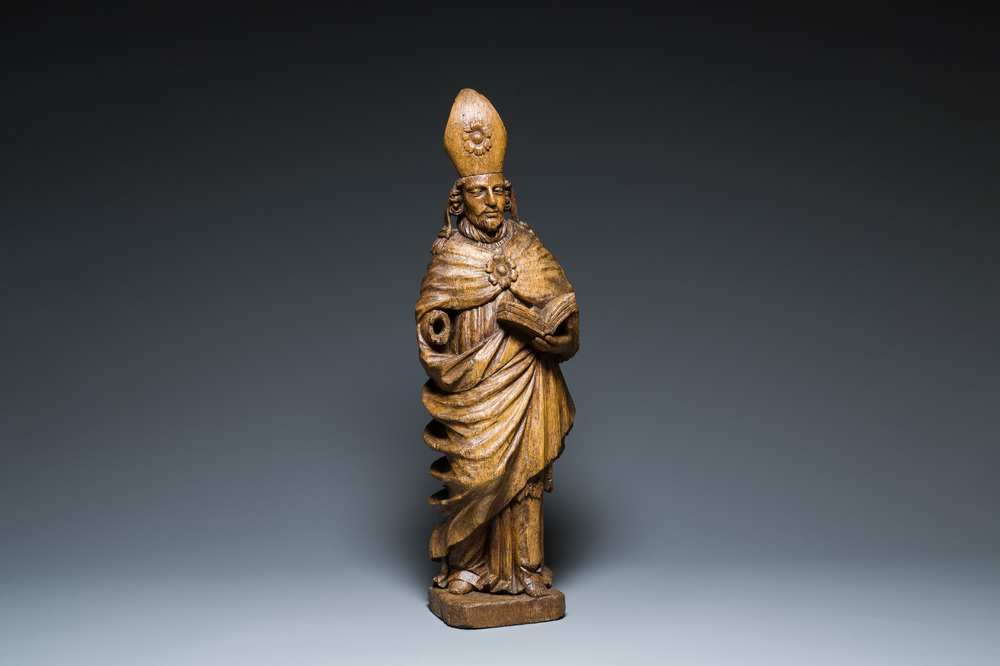 Important saint en ch&ecirc;ne sculpt&eacute;, Flandre, 16&egrave;me