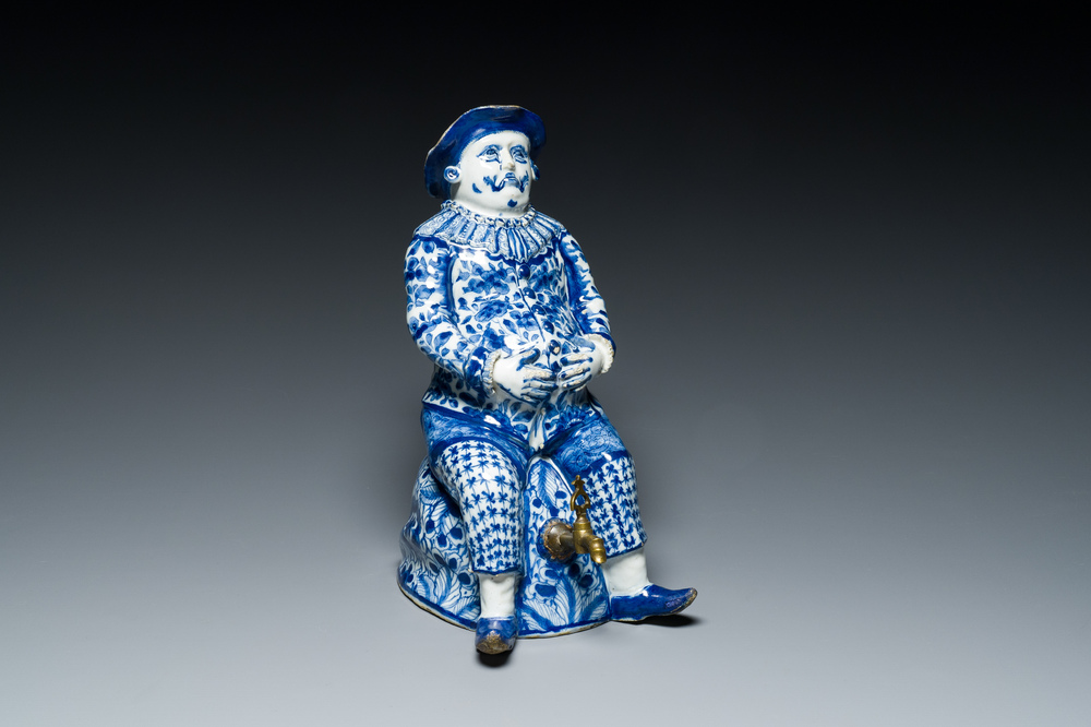 A blue and white Dutch Delft table fountain or 'Bobbejak', 18th C.