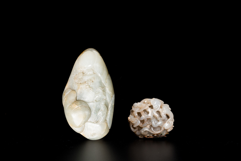 Two Chinese jade carvings, Qing