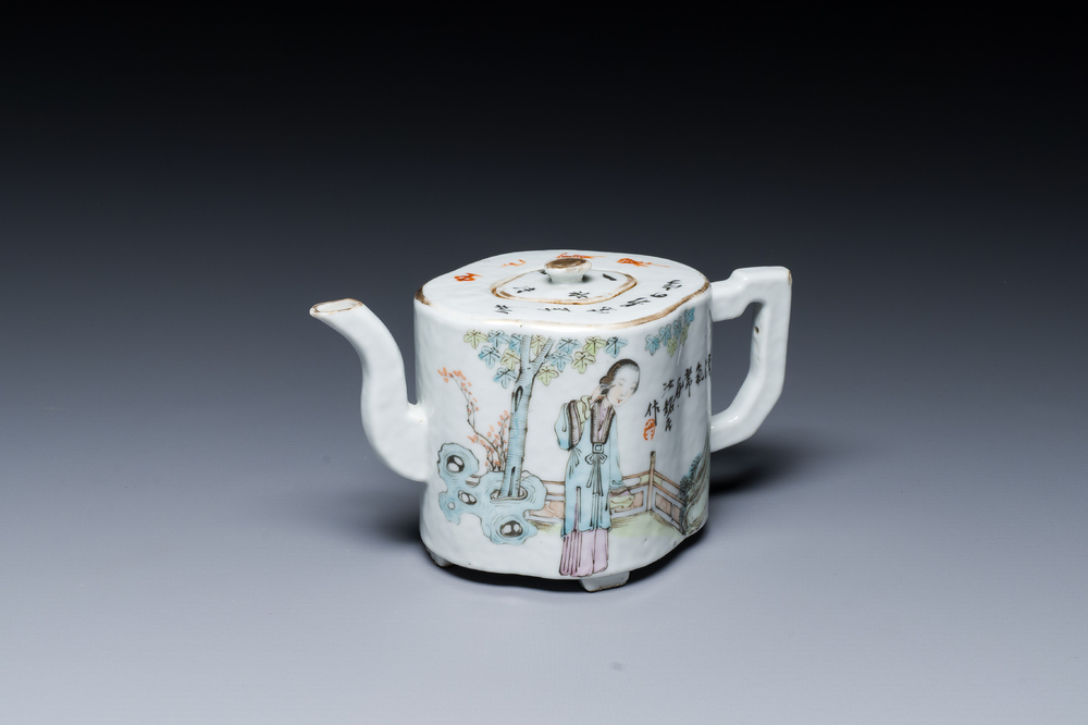 A Chinese qianjiang cai teapot and cover, signed Huang Ruming 黄汝铭, dated 1895