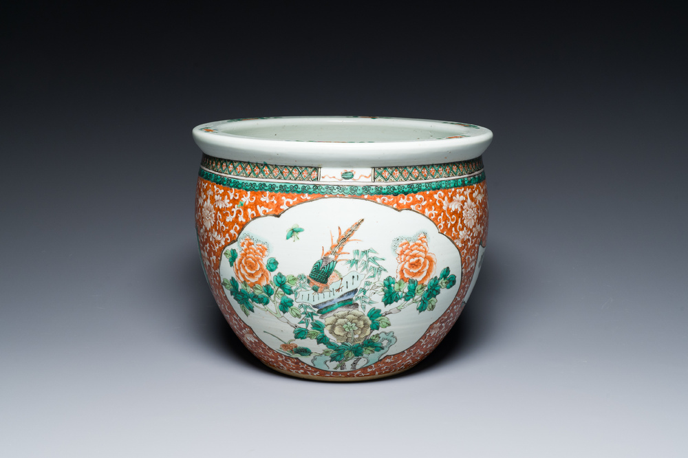 A Chinese famille verte jardini&egrave;re, 19th C.