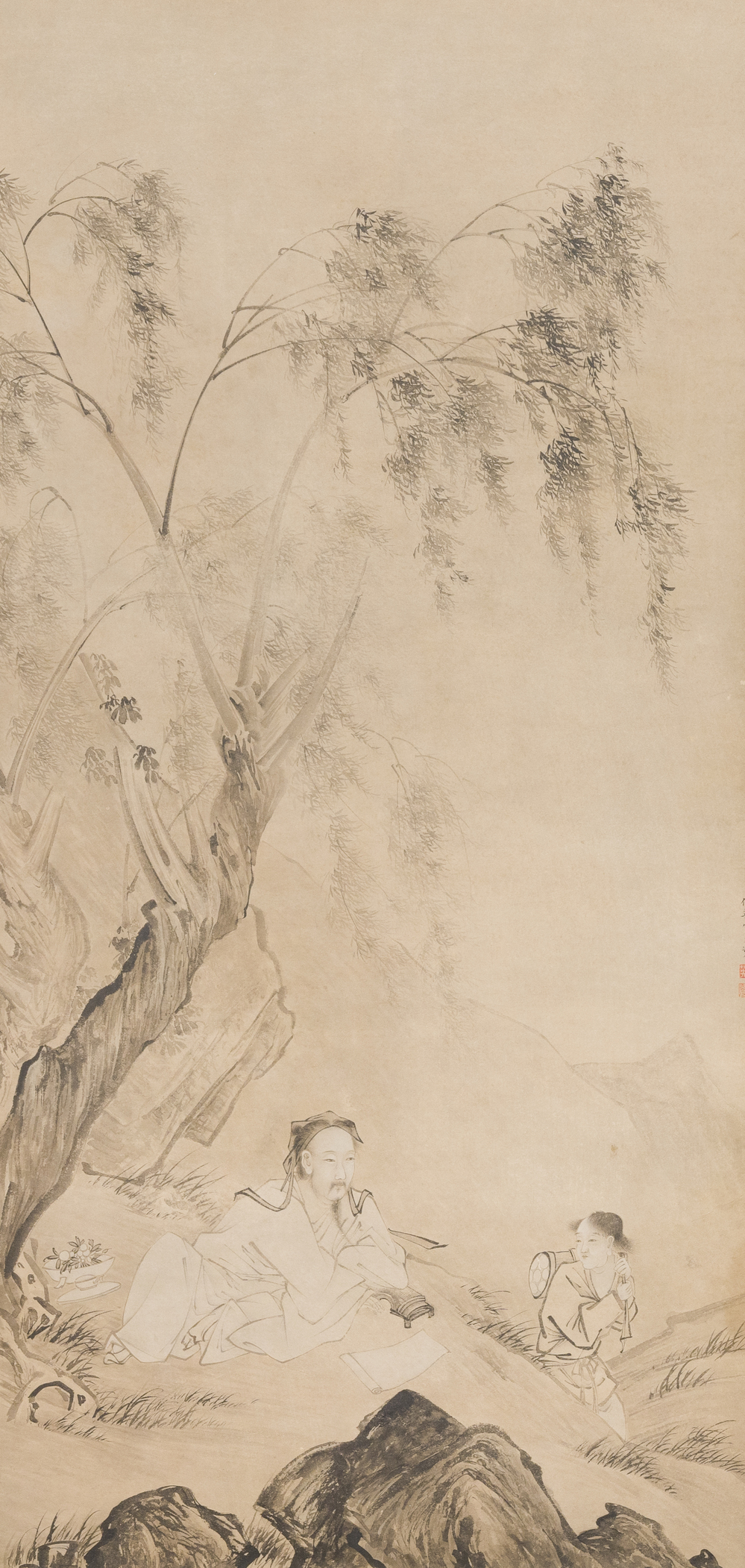 Follower of Qiu Ying 仇英 (1494-1552): 'Sage with a servant', ink on paper
